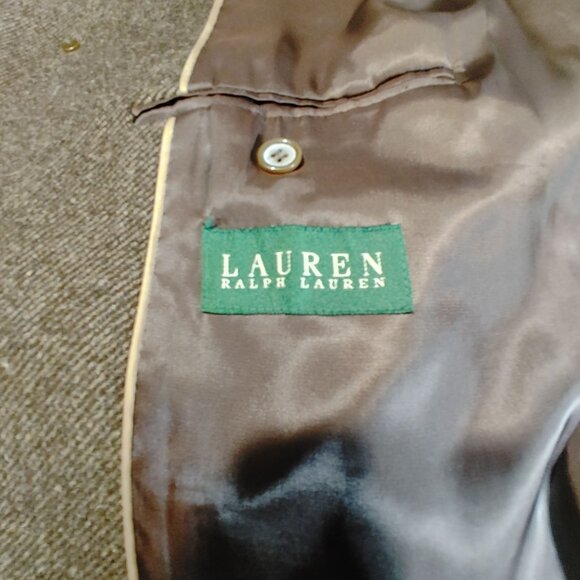 Lauren Ralph Lauren Brown Wool Blend Overcoat With Button Front Lined Interior - Picture 4 of 16